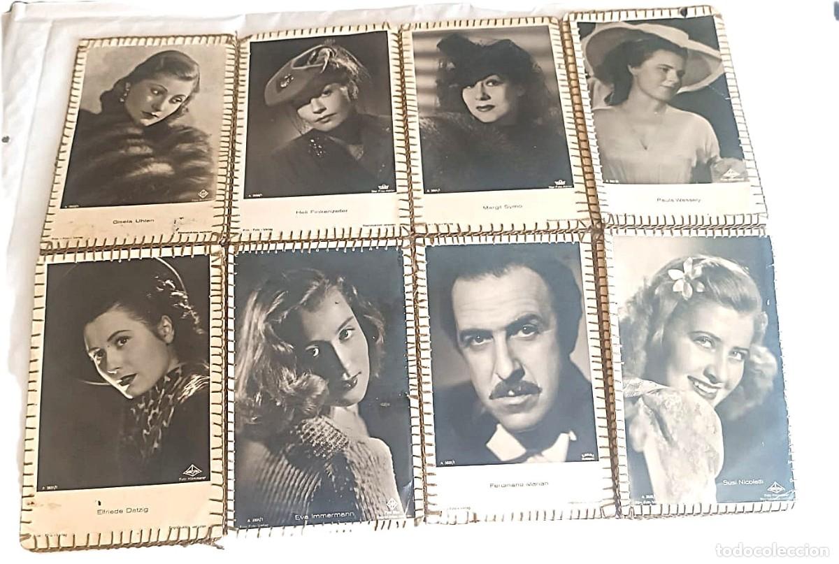 Cine: &Aacute;lbum antiguo en cordel de postales de artistas cinematogr&aacute;ficos. a&ntilde;os 50.