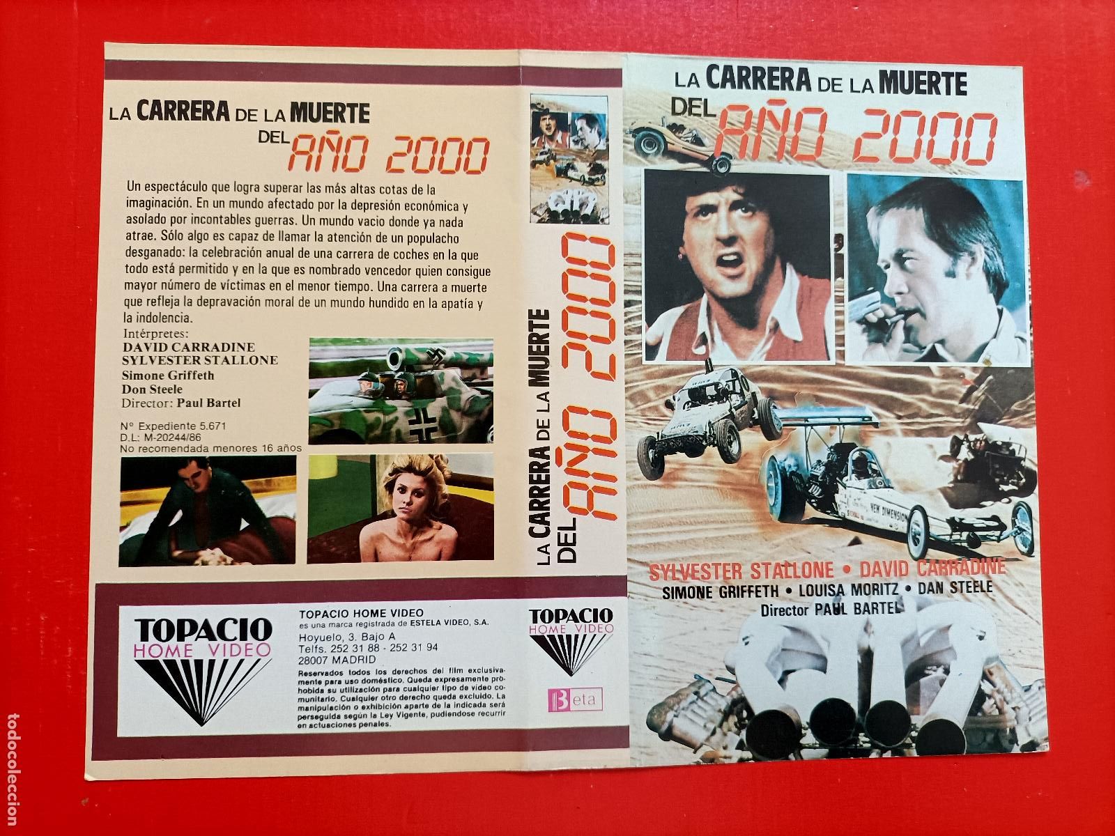 Cine: CARATULA SILVESTER STALLONE, EN LA PEL&Iacute;CULA, LA CARRERA DE LA MUERTE DEL A&Ntilde;O 2000. LA 1&ordf; ORIGINAL.