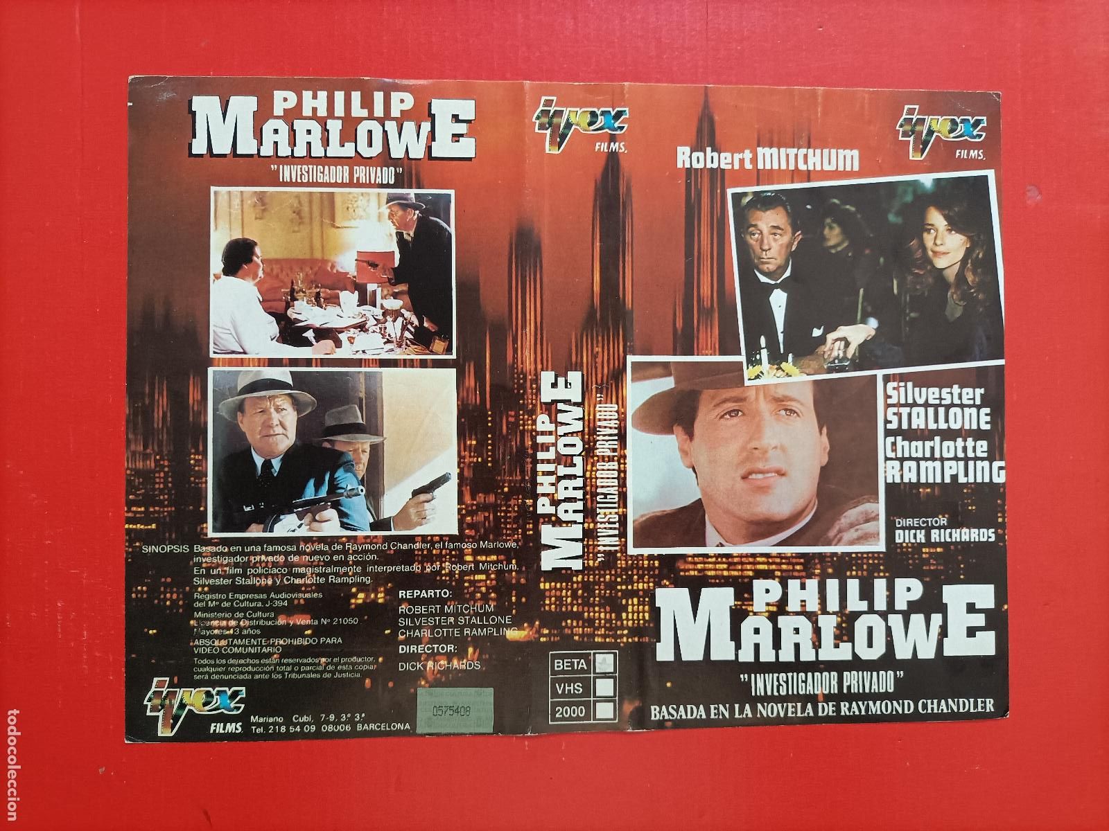 Cine: CARATULA SILVESTER STALLONE, EN LA PEL&Iacute;CULA, PHILIP MARLOWE INVESTIGADOR PRIVADO 1&ordf; ORIGINAL.