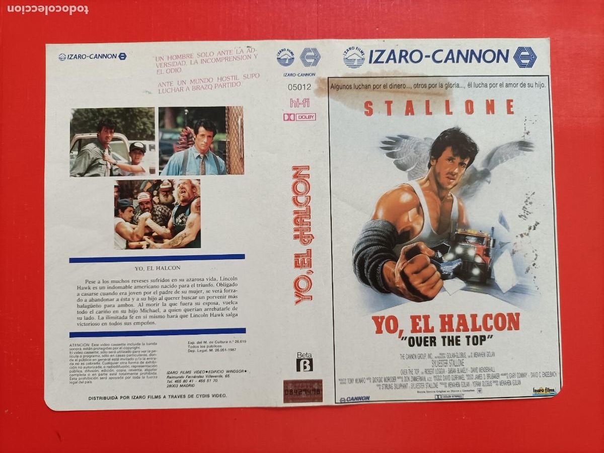 Cine: CARATULA SILVESTER STALLONE, EN LA PEL&Iacute;CULA, YO EL HALC&Oacute;N, LA 1&ordf; ORIGINAL.