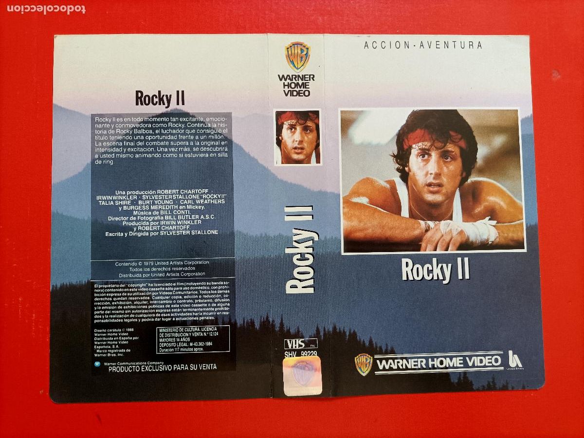 Cine: CARATULA SYLVESTER STALLONE, DE LA PEL&Iacute;CULA ROCKY II LA ORIGINAL ES LA 1&ordf; QUE SALI&Oacute; A VENTA.