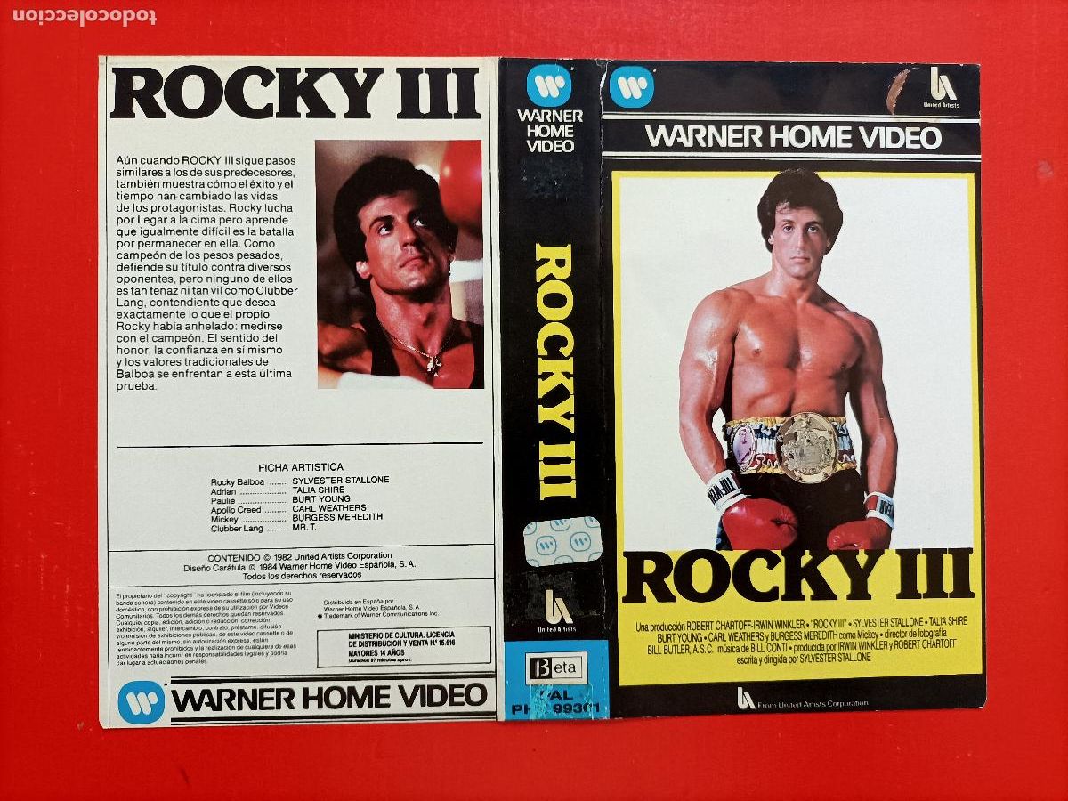 Cine: CARATULA SYLVESTER STALLONE, PEL&Iacute;CULA ROCKY III LA ORIGINAL ES LA 1&ordf; EDICI&Oacute;N.