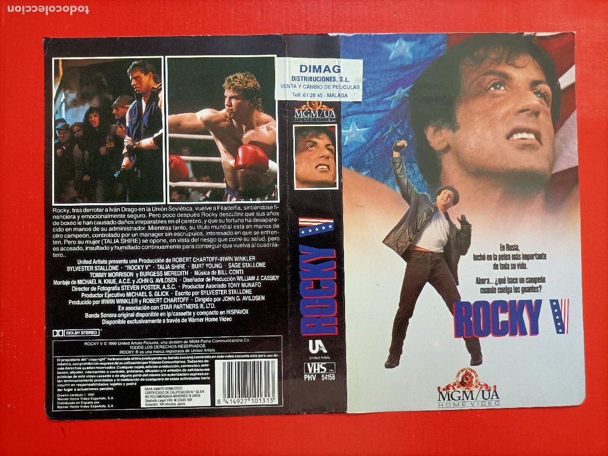 Cine: CARATULA SYLVESTER STALLONE, PEL&Iacute;CULA ROCKY V LA ORIGINAL ES LA 1&ordf; EDICI&Oacute;N.