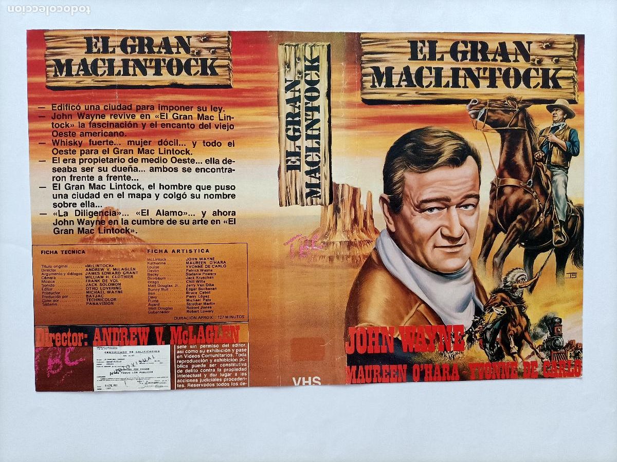 Cine: CARATULA JOHN WAYNE. PEL&Iacute;CULA EL GRAN MACLINTOCK. LA ORIGINAL LA 1&ordf; EDICI&Oacute;N.