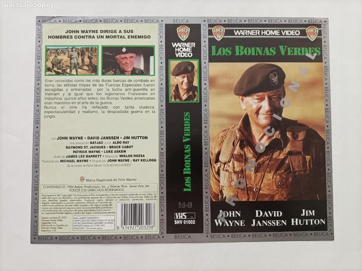 Cine: CARATULA JOHN WAYNE. PEL&Iacute;CULA LOS BOINAS VERDES. LA ORIGINAL de la 1&ordf; EDICI&Oacute;N.