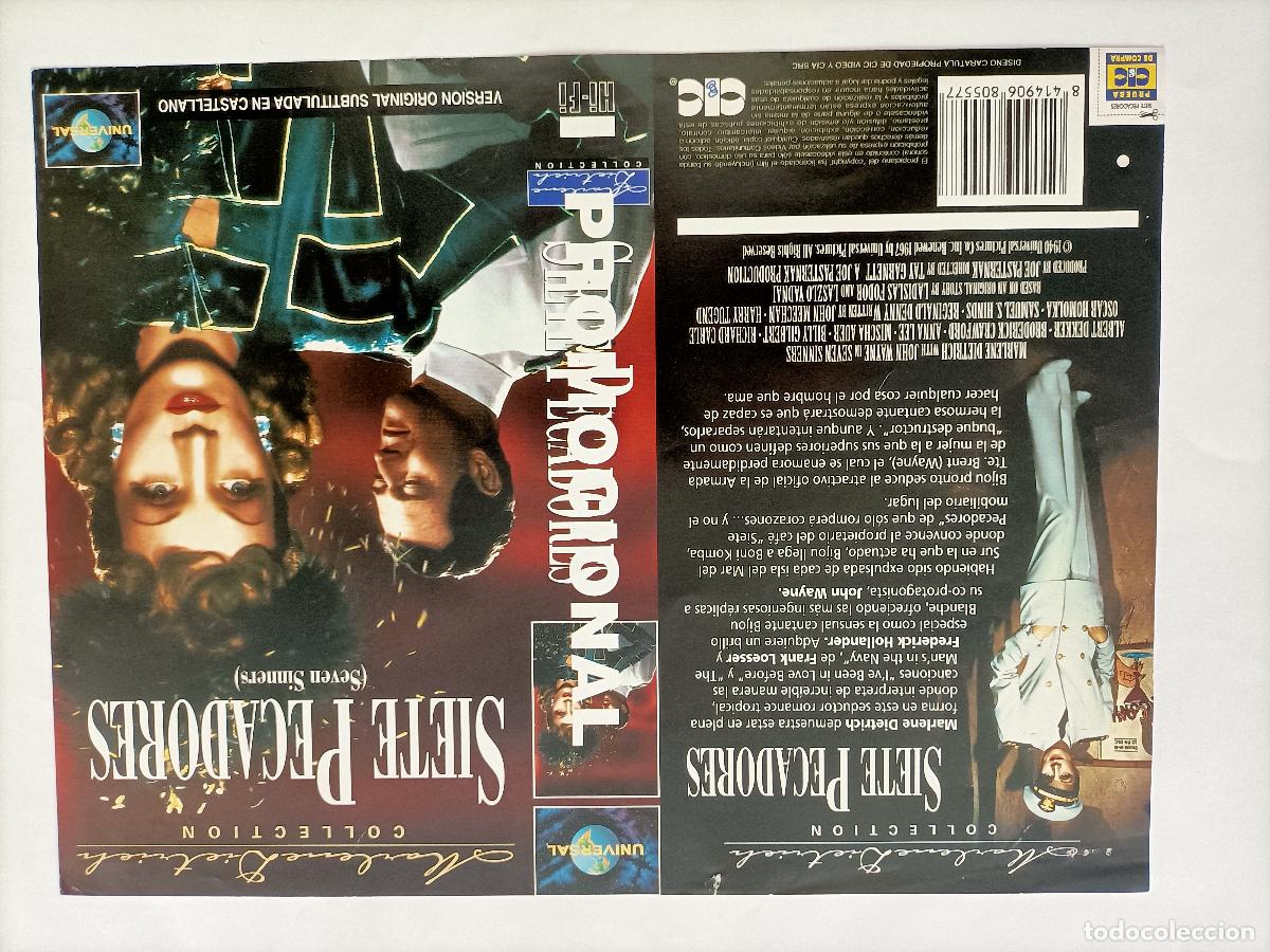 Cine: CARATULA JOHN WAYNE. PEL&Iacute;CULA SIETE PECADORES (SEVEN SINNERS) LA ORIGINAL de la 1&ordf; EDICI&Oacute;N.