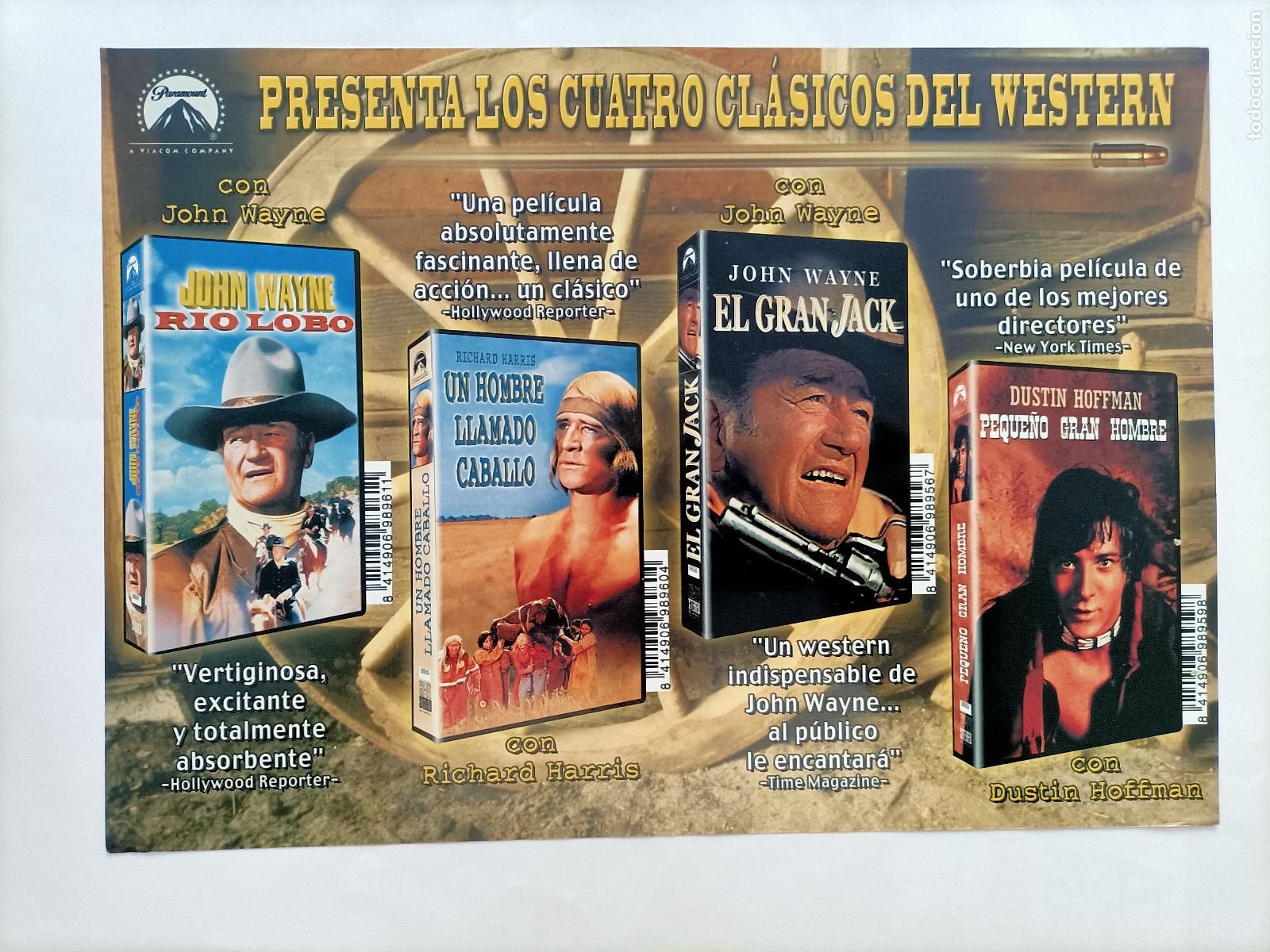 Cine: CARTEL JOHN WAYNE. 4 T&Iacute;TULOS WESTERN, RIO LOBO, EL GRAN JACK, Y DOS M&Aacute;S.
