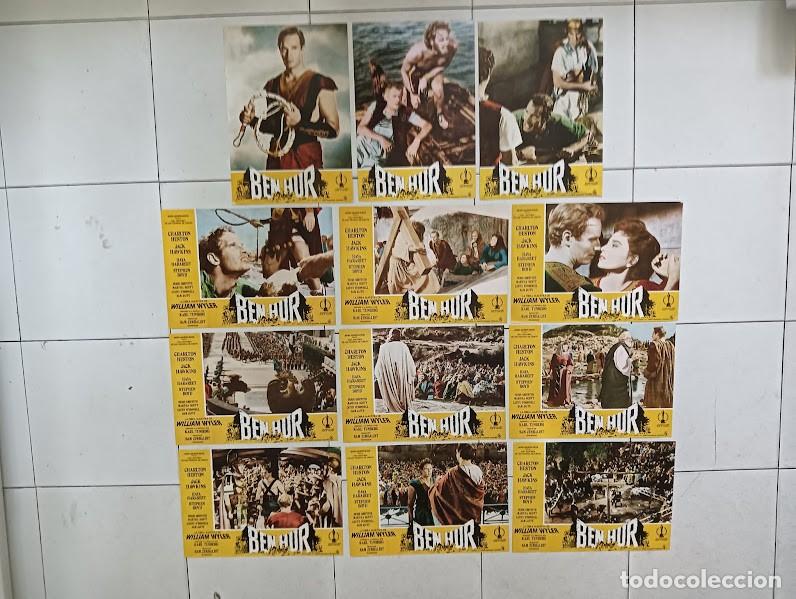 Cinema: SJC 0043 BEN HUR CHARLTON HESTON SET COMPLETO 12 FOTOCROMOS ORIGINAL ESPA&Ntilde;OL R-70s