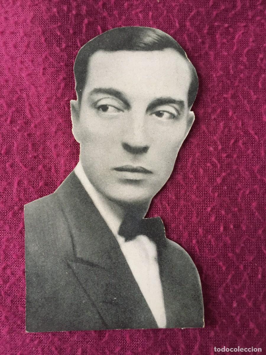 Cine: TARJETA POSTAL PUBLICITARIA RECORTADA DE BUSTER KEATON -- A&Ntilde;OS 30
