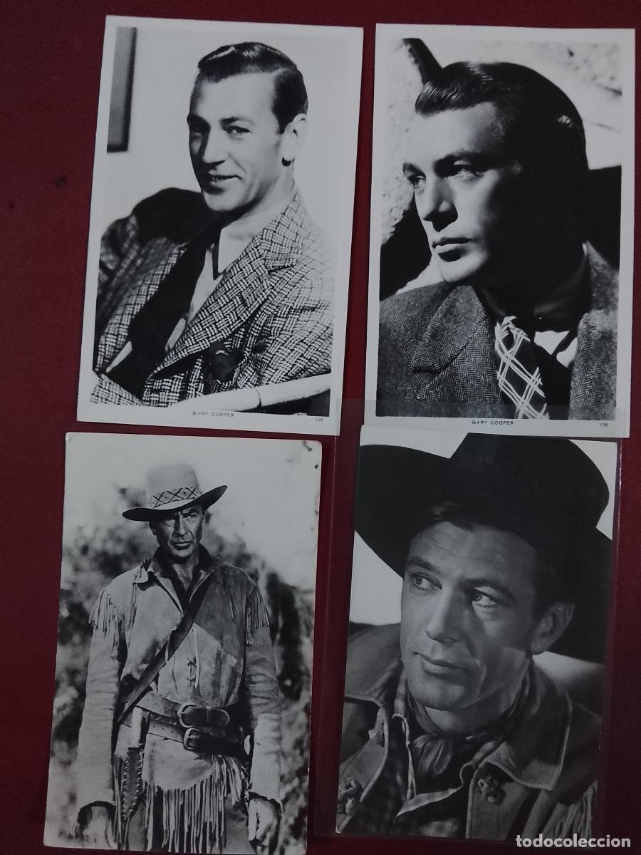 Cine: Lote de 4 postales de Gary Cooper