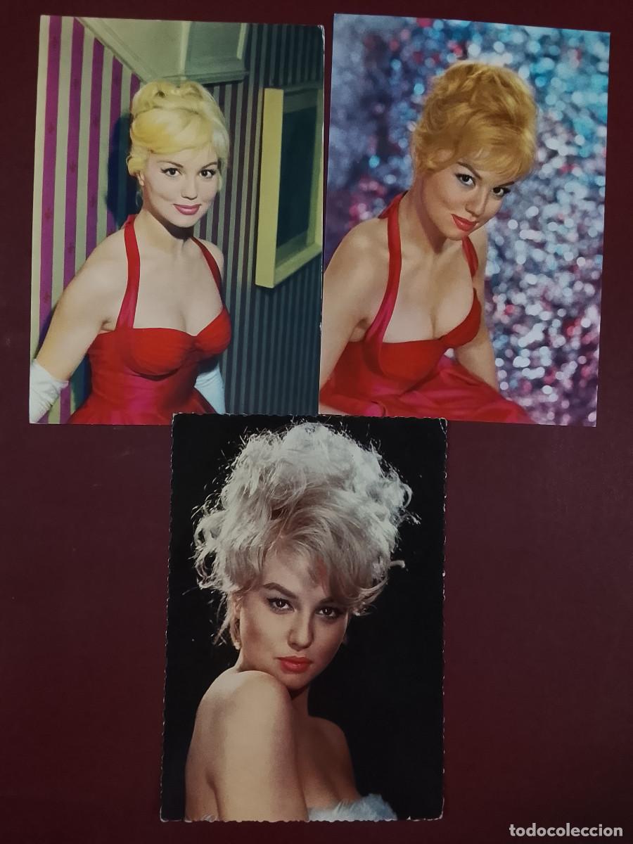 Cine: Lote de 3 postales de Milene Demongeot