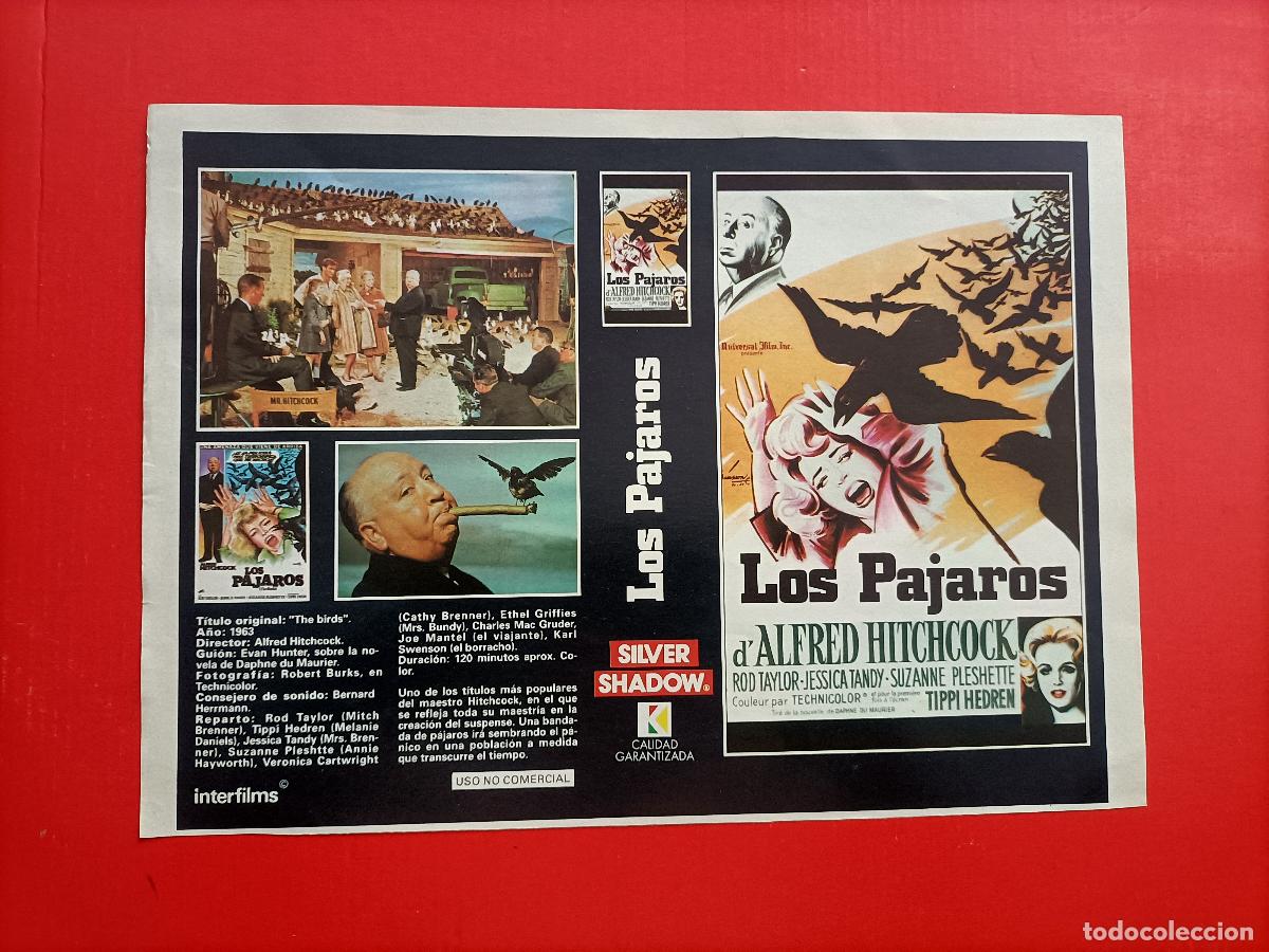 Cine: CARATULA ALFRED HITCHCOCK. LOS P&Aacute;JAROS 1963. EN DORSO POSTER DE PATHFINDER DE LA REVISTA INTERFILMS.