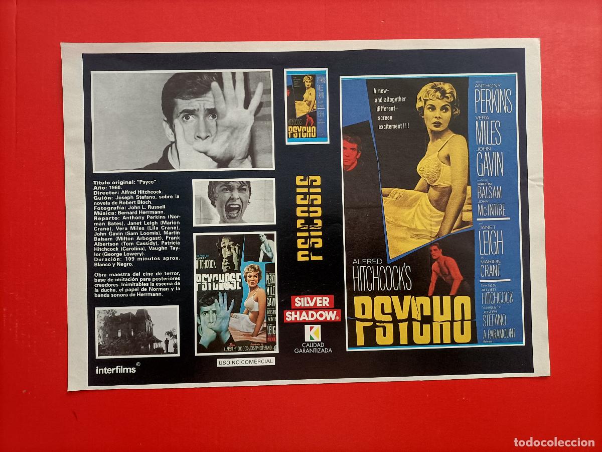 Cine: CARATULA ALFRED HITCHCOCK. PHYCHO (PSICOSIS),1960, VER EL DORSO. DE LA REVISTA INTERFILMS.