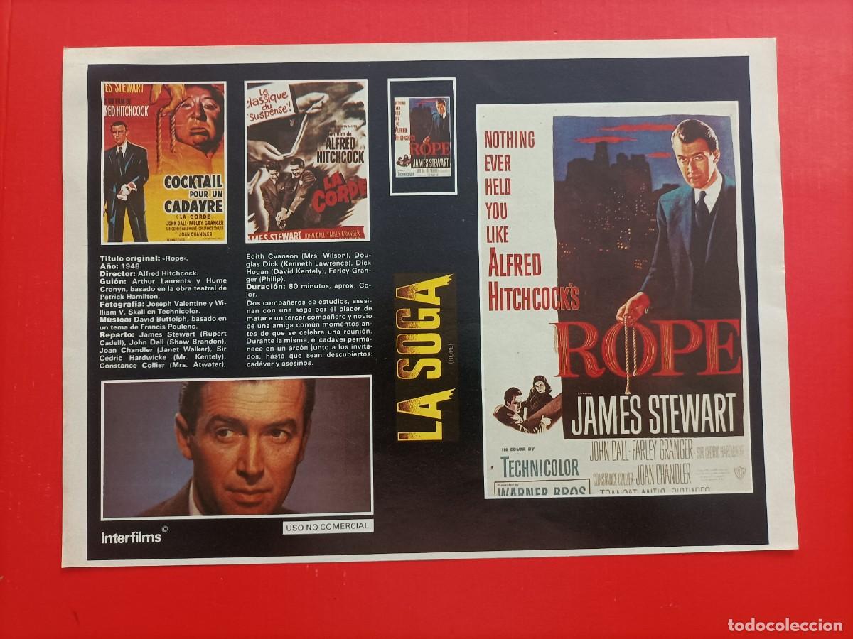 Cine: CARATULA ALFRED HITCHCOCK. LA SOGA (ROPE) 1948 DE LA REVISTA INTERFILMS, EN DORSO PUBLICIDAD