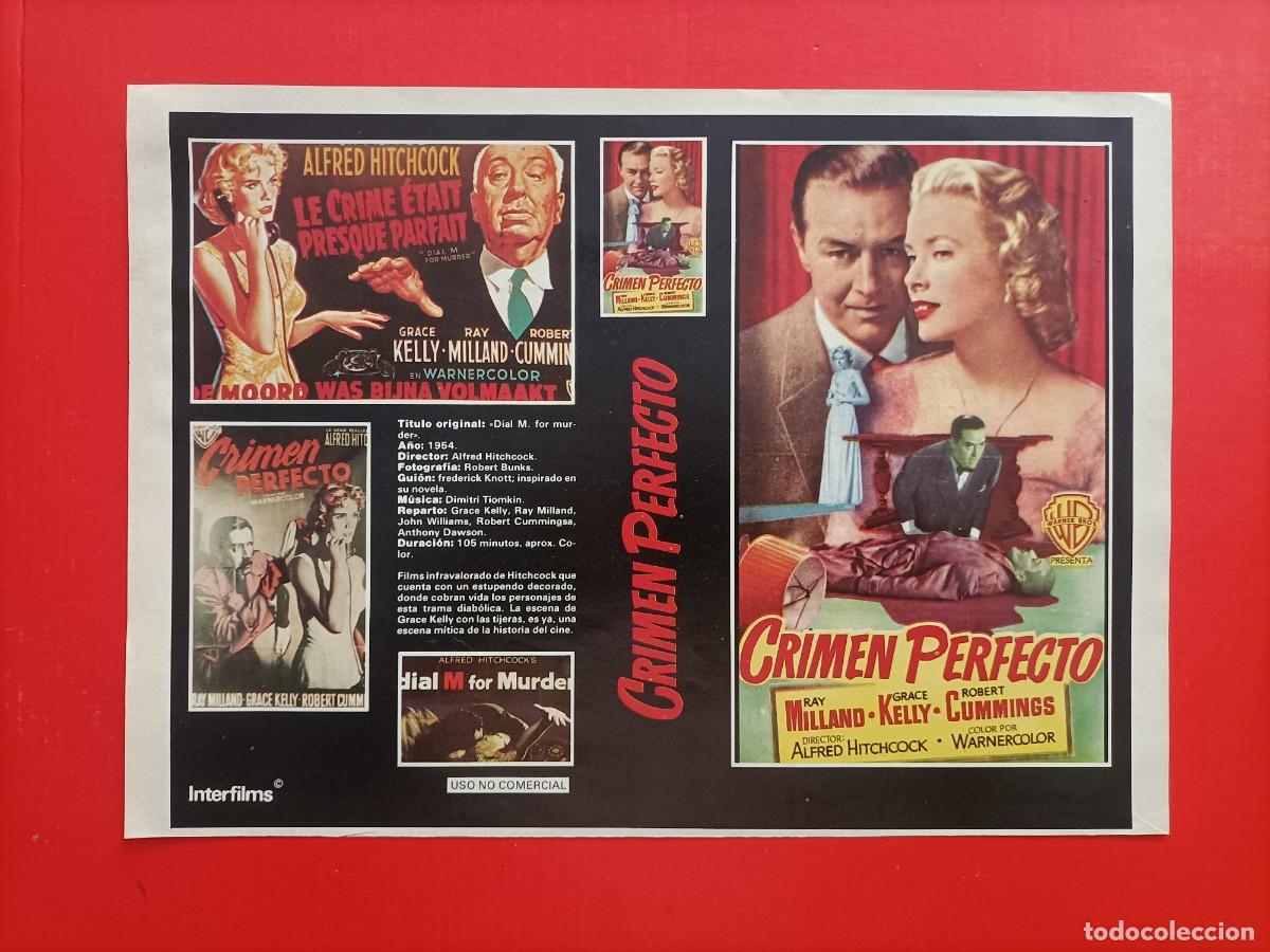 Cine: CARATULA ALFRED HITCHCOCK. CRIMEN PERFECTO 1954, DE LA REVISTA INTERFILMS, EN DORSO PUBLICIDAD