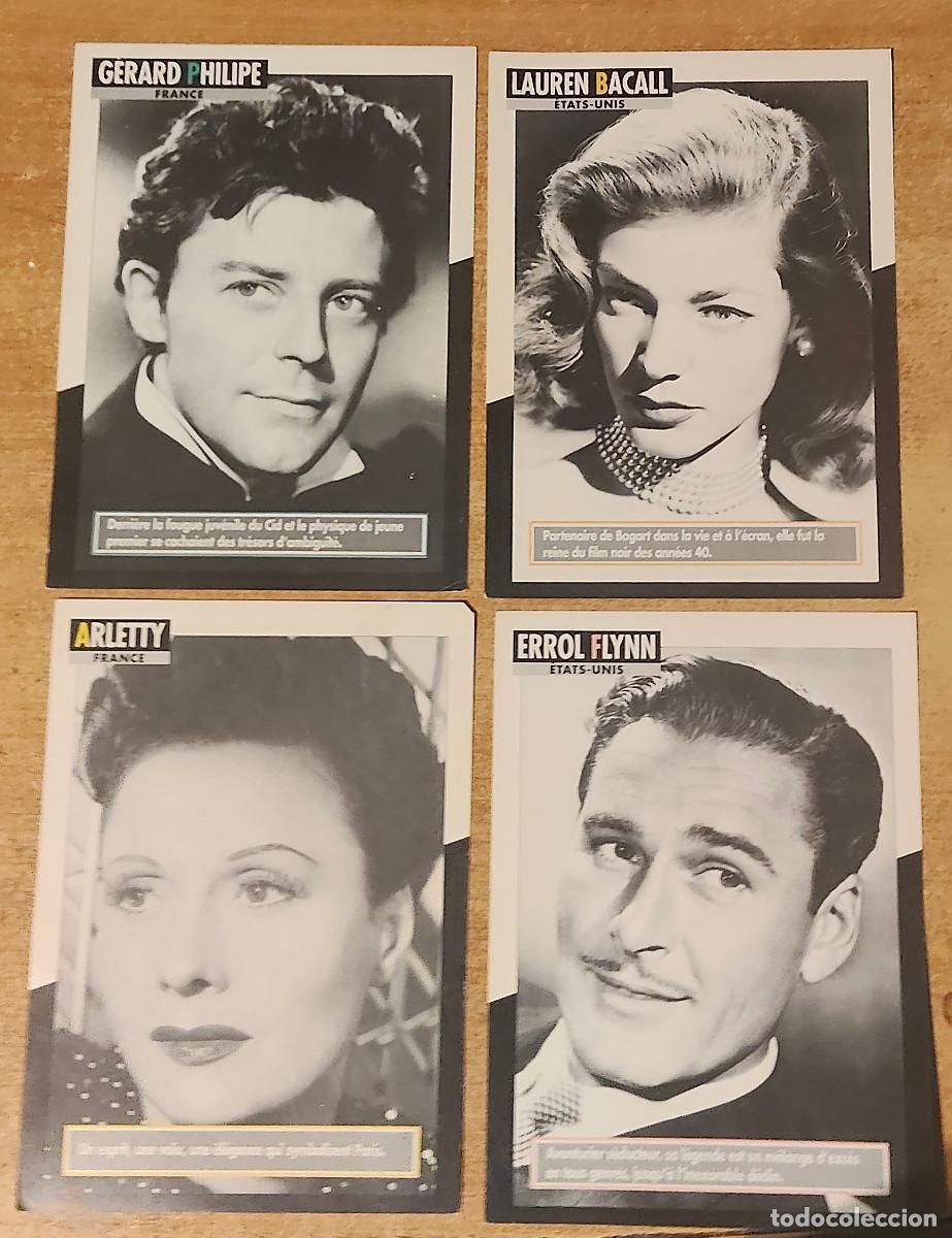 Cine: cuatro fichas coleccionables en blanco y negro con retratos de famosos actores de cine cl&aacute;sico
