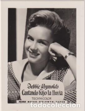 Cine: Debbie Reynolds en Cantando bajo la lluvia de MGM. A&ntilde;os 50. Al dorso. Publicidad de Rollfilm Infonal