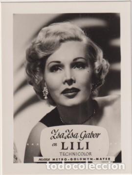Cine: Zsa Zsa Gabor en Lili de MGM. A&ntilde;os 50. Al dorso. Publicidad de rollfilm Infomal. Foto Postal (9,5x7