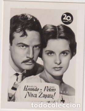 Cine: Marlon Brando y Jean Peters en zapata de 20 Century Fox. A&ntilde;os 50. Al Dorso: Publicidad Rollfilm de I