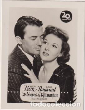 Cine: Gregory Peck y Susan Hayward en las Nieves del Kilimanjaro de 20 Century Fox. A&ntilde;os 50. Al dorso. Rol