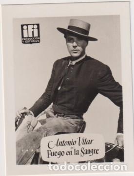 Cine: Antonio Vilar en Fuego en la sangre de IFI. A&ntilde;os 50. Al dorso: Publicidad Rollfilm de Infonal. Foto
