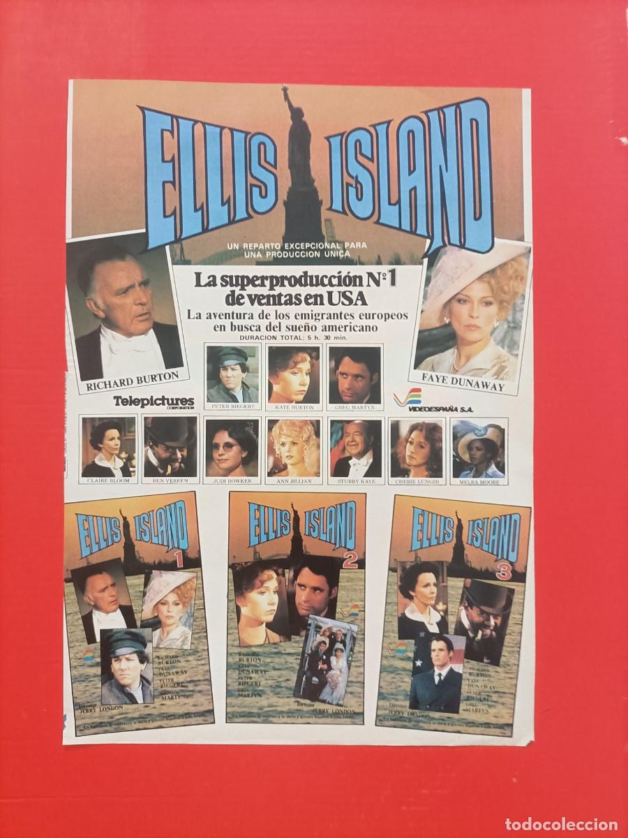 Cine: CARATULA CARTEL DE ELLIS ISLAND. RICHARD BURTON, EN EL DORSO LA COMEDIA DE LA VIDA