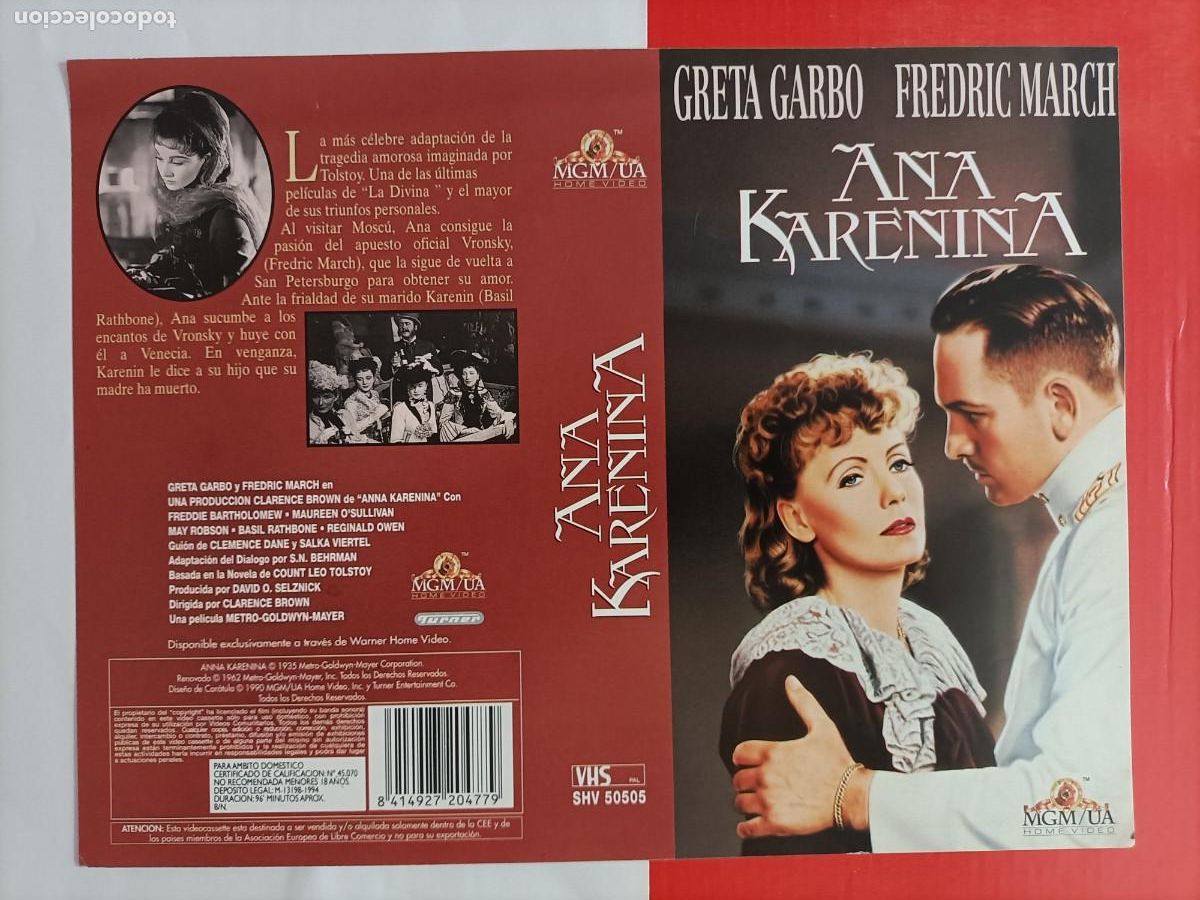 Cine: CARATULA DE LA PEL&Iacute;CULA, ANA KARENINA, GRETA GARBO, EN EL DORSO DATOS. PERFECTA