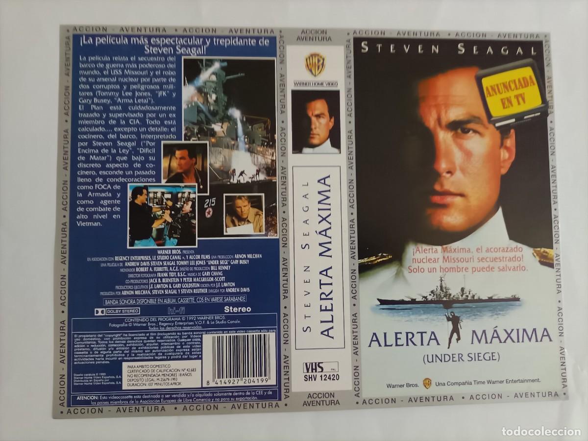 Cine: CARATULA DE LA PEL&Iacute;CULA ALERTA M&Aacute;XIMA (UNDER SIEGE) STEVEN SEAGAL, EN EL DORSO DATOS. NUEVA