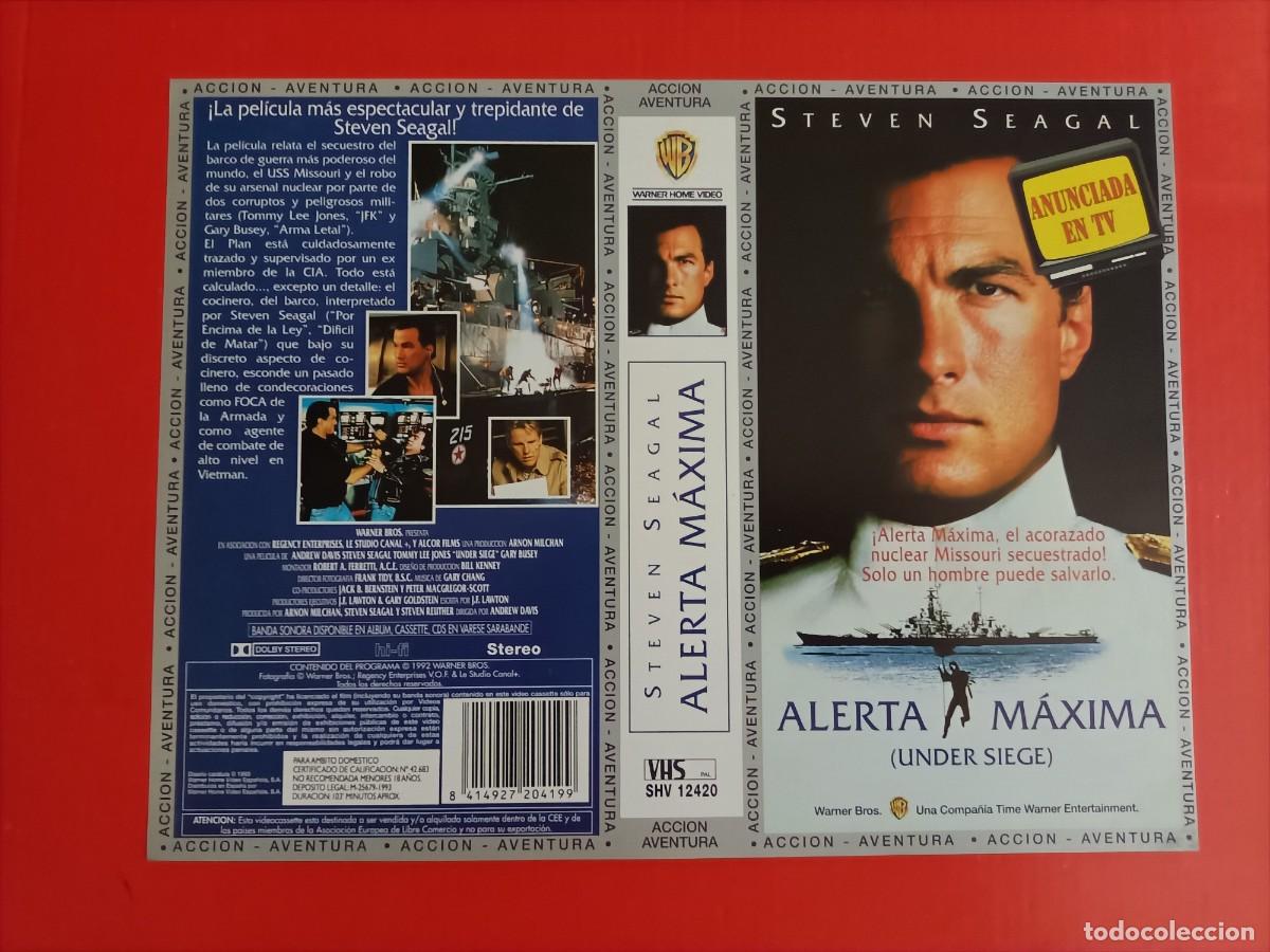 Cine: CARATULA DE LA PEL&Iacute;CULA ALERTA M&Aacute;XIMA (UNDER SIEGE) STEVEN SEAGAL, EN EL DORSO DATOS. NUEVA