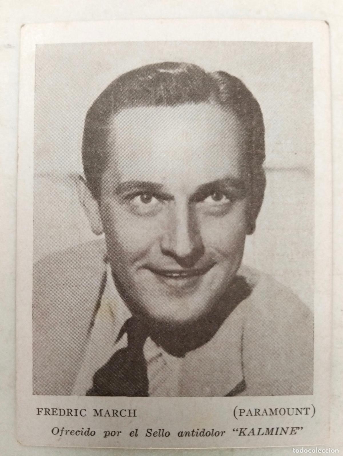 Cine: ACTOR FREDRIC MARCH, ANTIGUA TARJETA PUBLICIDAD, KALMINE, CONTROL DE PESO