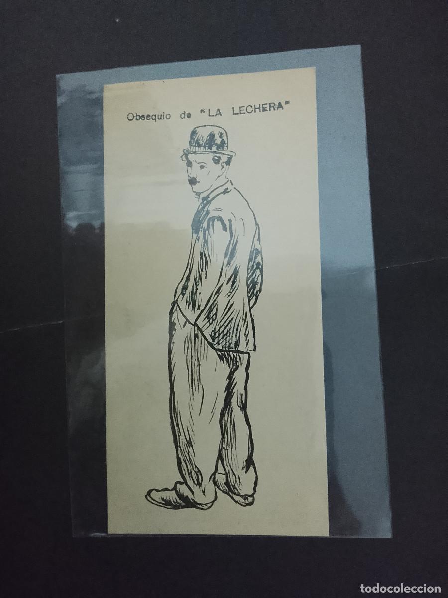 Cine: Postal cromo de Charles Chaplin Charlot. Obsequio publicitario de Arroz con leche La Lechera