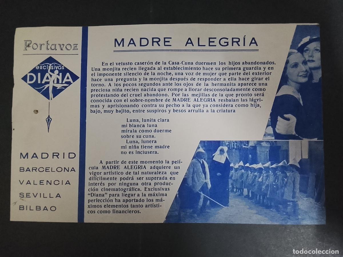 Cine: Folleto de mano de la pel&iacute;cula Madre Alegr&iacute;a