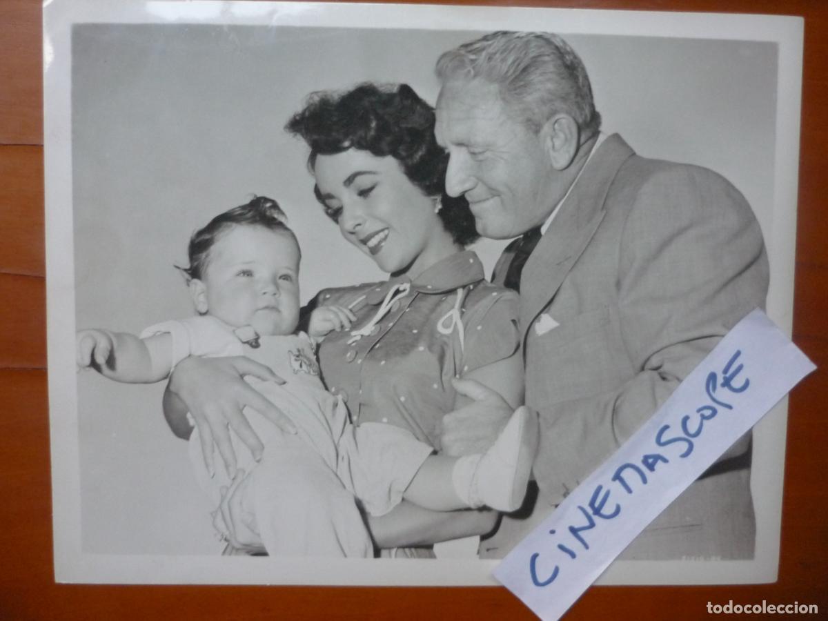 Cine: elizabeth liz taylor - foto original b/n - cinema actress - spencer tracy - el padre es abuelo