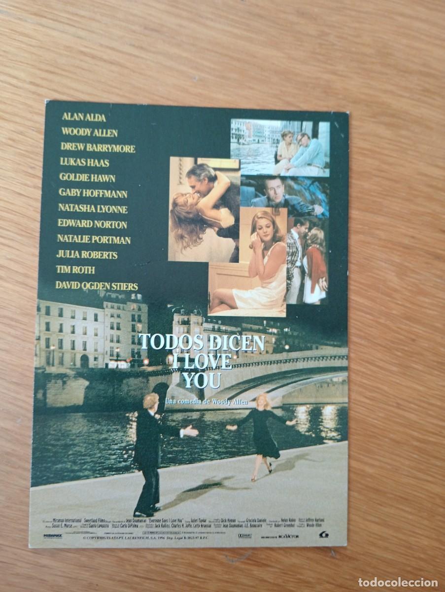 Cin&eacute;ma: POSTAL DE LA PEL&Iacute;CULA TODOS DICEN I LOVE YOU. WOODY ALLEN Y JULIA ROBERTS. WOODY ALLEN. 1997.