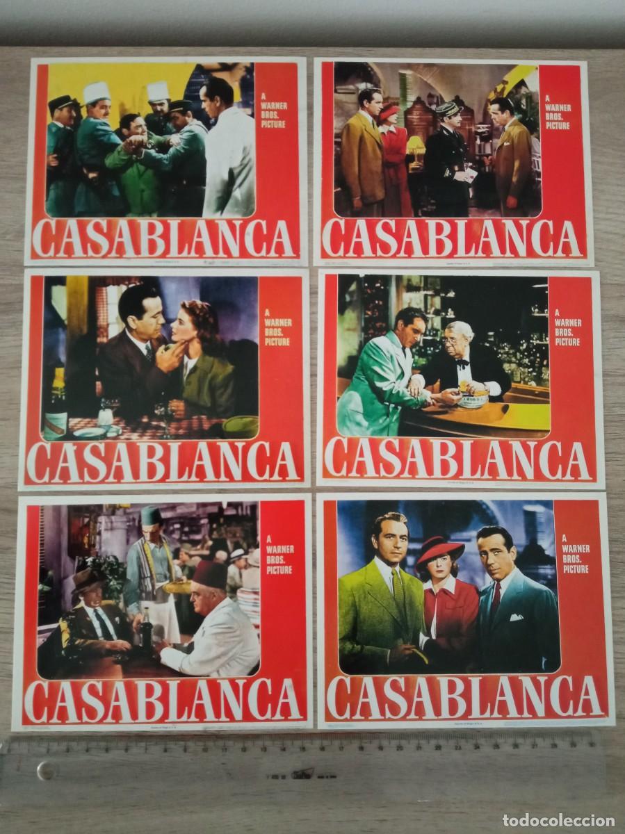 Cine: CASABLANCA, HUMPHREY BOGART, INGRID BERGMAN, 7 TARJETAS/CARTELERAS, 15,5 X 12 CM