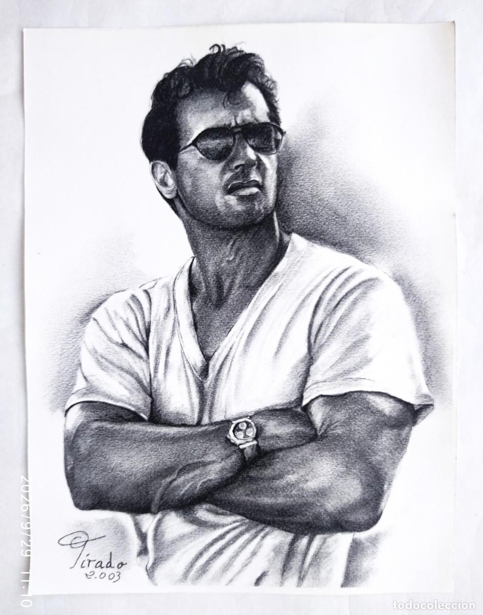 Cine: SYLVERTER STALLONE. DIBUJO AL CARBONCILLO 24 X 32 cms.