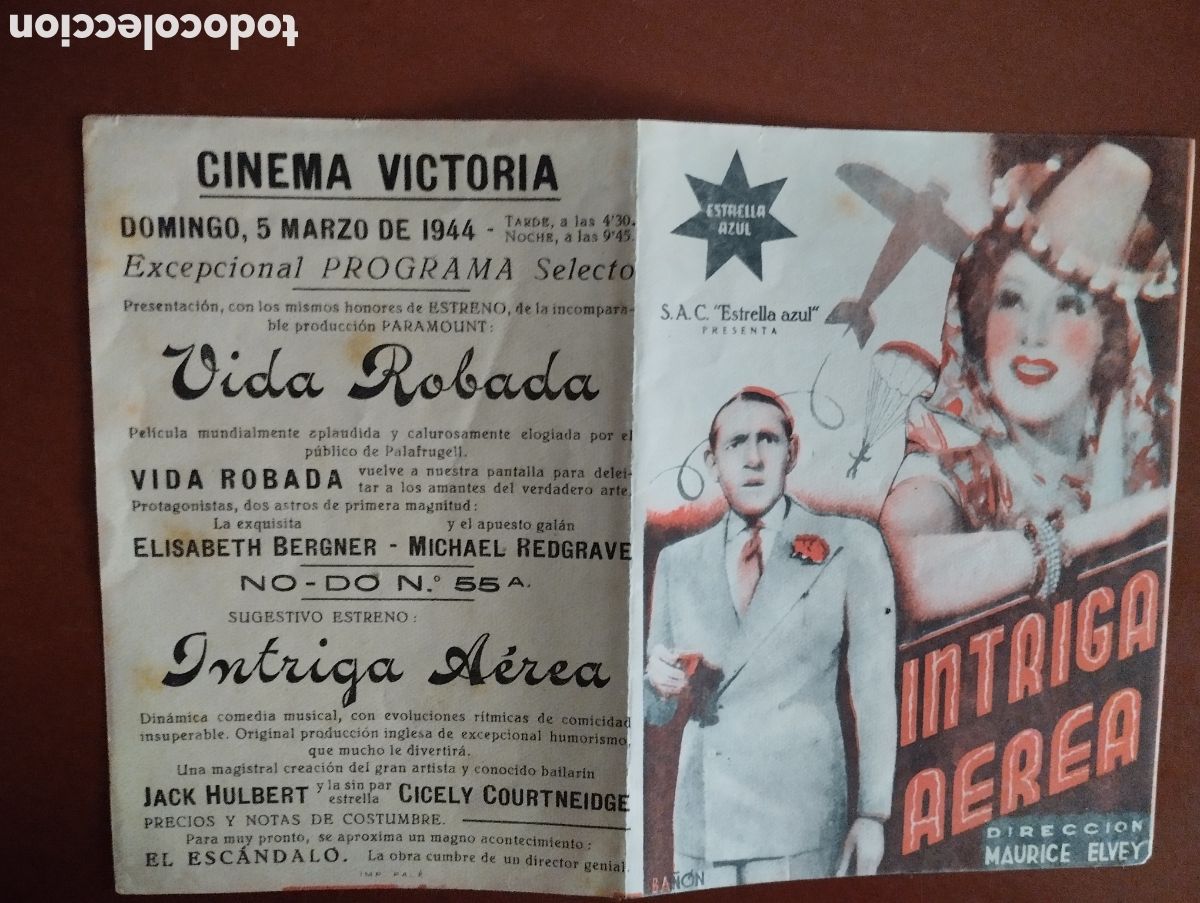 Cinema: Folleto Programa de cine DOBLE - INTRIGA A&Eacute;REA