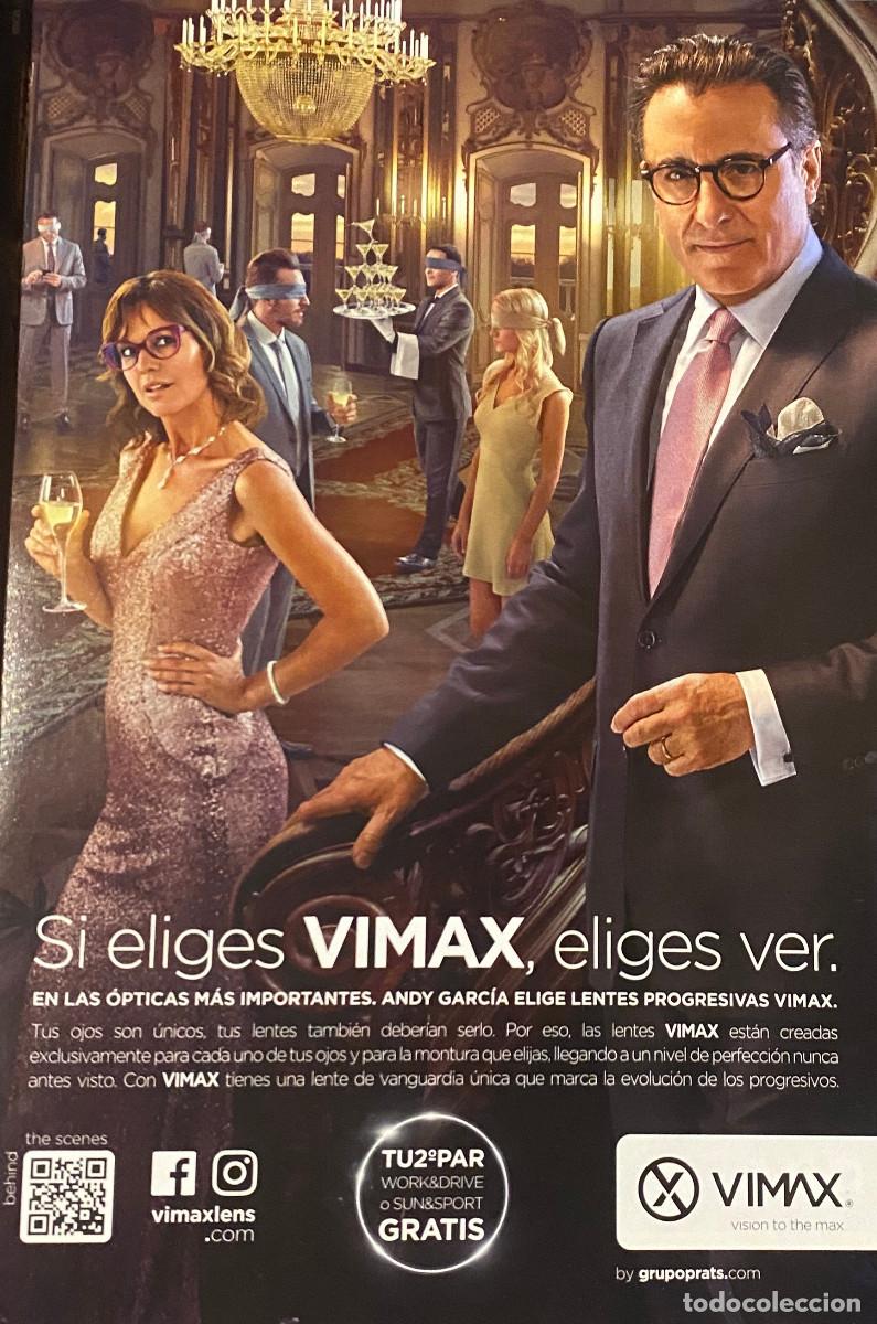 Cine: Publicidad de gafas Vimax, con el actor Andy Garc&iacute;a. P&aacute;gina de revista a&ntilde;o 2016, enmarcable. Nueva.
