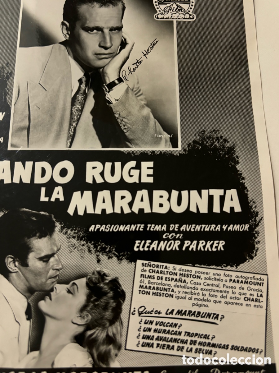Cine: Foto original publicidad cuando ruge la marabunta charlto heston Eleanor Parker