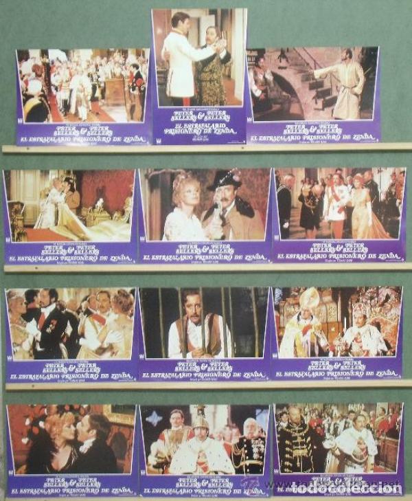 Kino: AFU70 EL ESTRAFALARIO PRISIONERO DE ZENDA PETER SELLERS SET COMPLETO 12 FOTOCROMOS ORIG ESTRENO h1