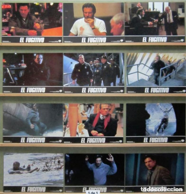Cin&eacute;ma: AFV08 EL FUGITIVO HARRISON FORD TOMMY LEE JONES SET COMPLETO 12 FOTOCROMOS ORIGINAL ESTRENO