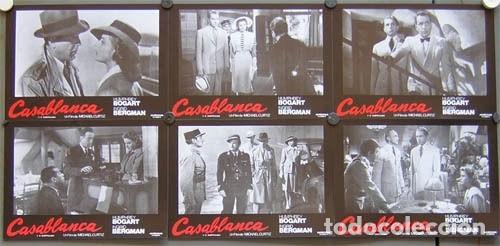 Cine: SCDO 128 CASABLANCA HUMPHREY BOGART INGRID BERGMAN SET COMPLETO 6 FOTOCROMOS ORIGINAL ESPA&Ntilde;OL