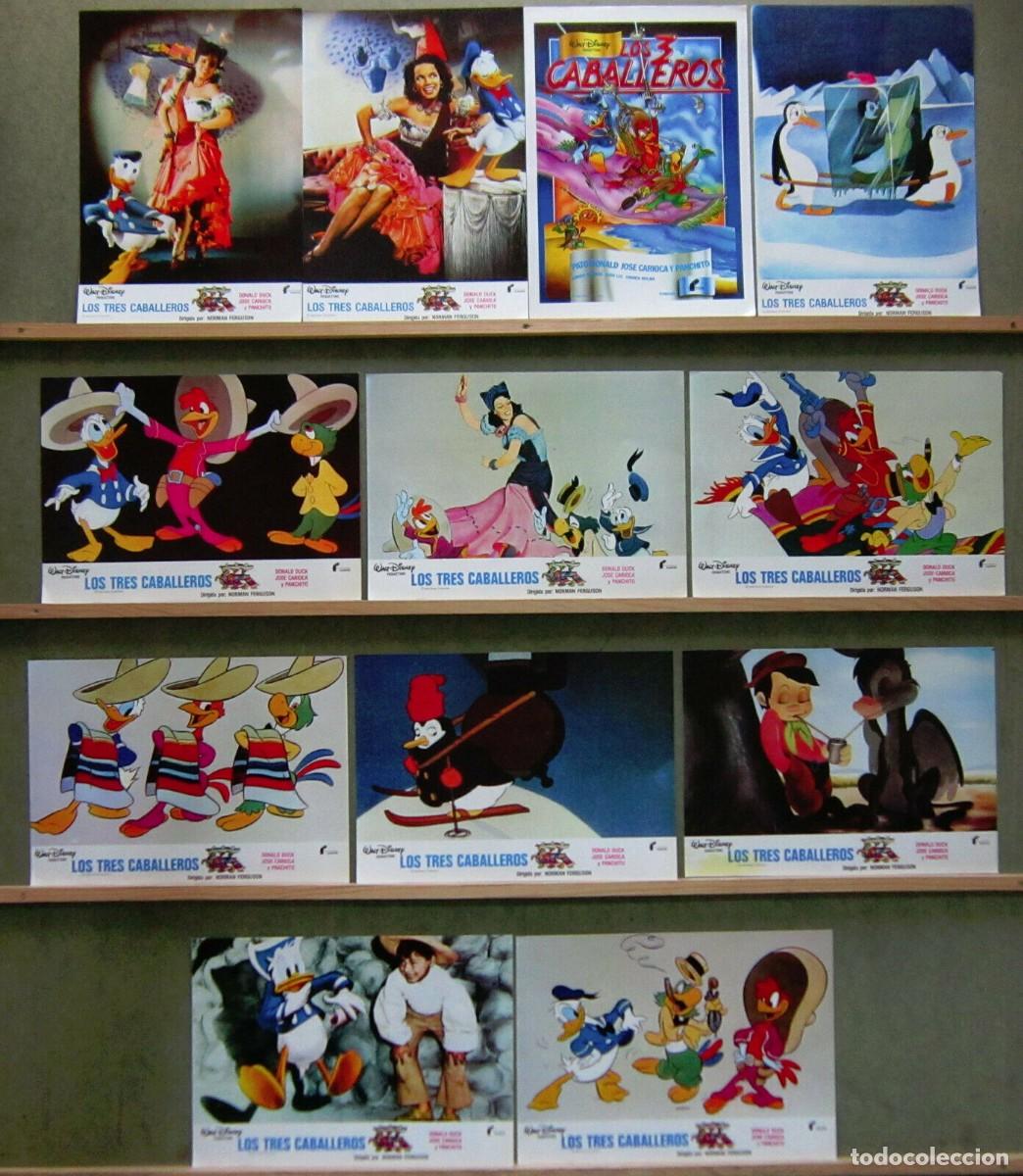 Kino: AFV16 LOS TRES CABALLEROS WALT DISNEY SET COMPLETO 12 FOTOCROMOS ORIGINAL ESPA&Ntilde;OL h4