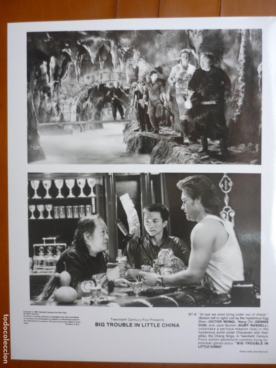 Cine: golpe en la peque&ntilde;a china - foto original b/n - kurt russell victor wong john carpenter