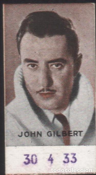 Cine: Cromo del actor John Gilbert estrella del cine mudo en Hollywood.Publicidad de una farmacia