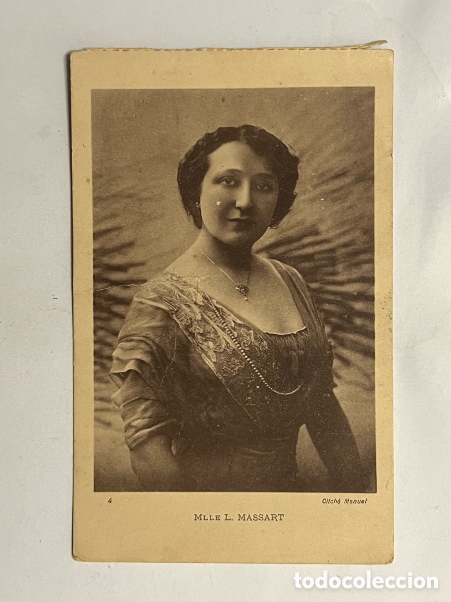 Cine: Mlle L. Massart, Mademoiselle Postal L&eacute;ontine Massart (1885&ndash;1980) actriz belga. Clich&eacute; Manuel