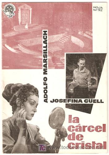 Cine: G0699 LA CARCEL DE CRISTAL ADOLFO MARSILLACH JULIO COLL GUIA ORIGINAL ESTRENO FLORALVA
