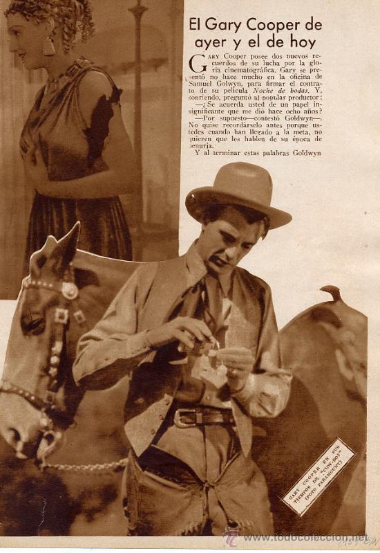 Cine: GARY COOPER 1934 2 HOJAS REVISTA