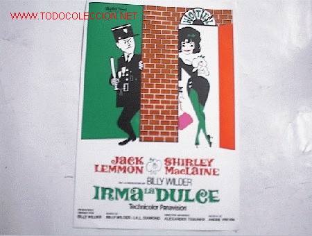 Cinema: IRMA LA DULCE     10 GUIAS A ELEGIR 25 EUROS . 100 GUIAS 130 EUROS