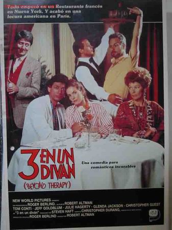 Kino: 3 EN UN DIVAN. Jeff Goldblum, Julie Haggerty, &hellip;dir: Robert Altman. 21x29, 4pp